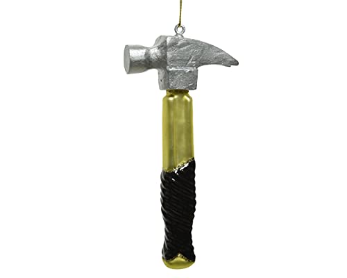 Decoris Christbaumschmuck Glas Hammer 13cm Werkzeug Weihnachtskugeln Männer schwarz Gold