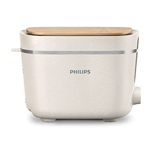 Philips HD2640/10 Conscious Collection Toaster, biologischer, 100% recycelter Kunststoff, 8 Bräunungsstufen, Creme