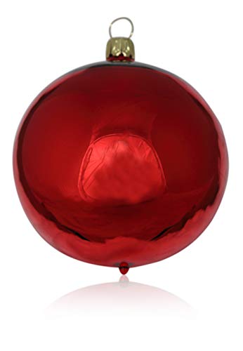 Kugeln rot glanz 2 Stück d 12cm Christbaumschmuck Weihnachtsbaumschmuck mundgeblasen Lauschaer Glas das Original