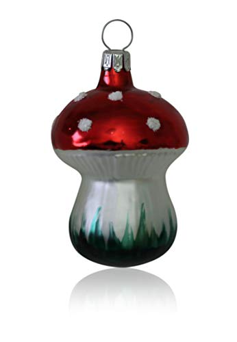 Lauschaer Glas Fliegenpilz klein 3 Stück Christbaumschmuck Weihnachtsbaumschmuck mundgeblasen,handdekoriert Original