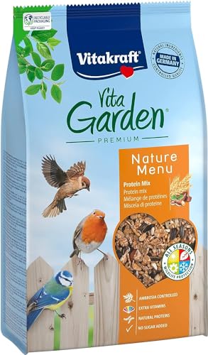 Vitakraft Vita Garden, Protein Mix, Vogelfutter für Wildvögel, mit vielen tierische Proteinen, umweltschonend, Ambrosia controlled (1x 1kg)