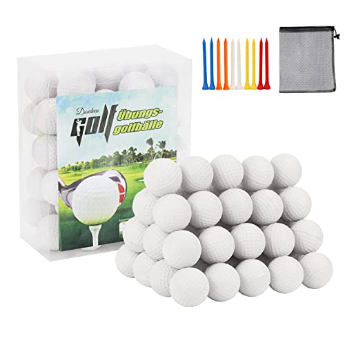 Dondeen 50 Stück Golf-Übungsbälle aus Schaumstoff – Realistisches Gefühl Golfbälle Trainingsbälle mit Golftraining Hilfsmittel für Kinder Erwachsene und Anfänger (Weiß, 4.2cm)
