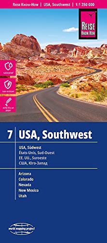 Reise Know-How Landkarte USA Südwest / USA, Southwest 07 (1:1.250.000) : Arizona, Colorado, Nevada, Utah, New Mexico: reiß- und wasserfest (world mapping project)