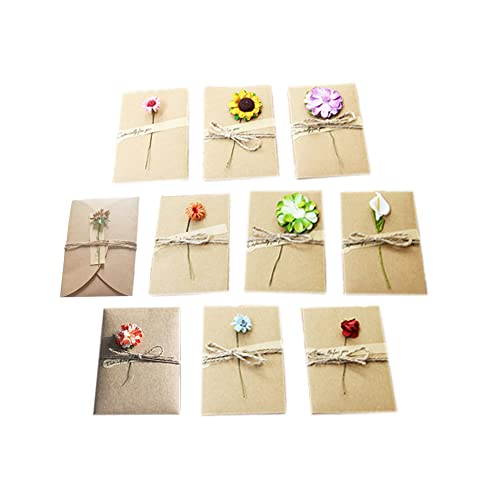 WYAN 10 Stück Getrocknete Blumen Grußkarten mit Kraftumschlag,10 verschiedene...