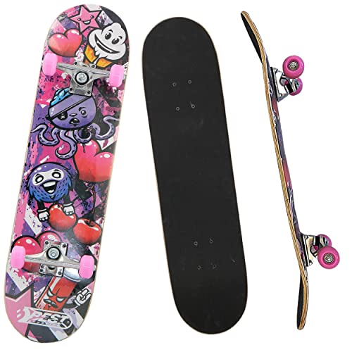 Best Sporting Skateboard Street I Skate-Board mit ABEC 7 Kugellager I hochwertige Skateboards aus Holz & Aluminum I Skateboard Erwachsene I 78,5 x 20,4 cm Skateboard Deck (Pink Octopus)