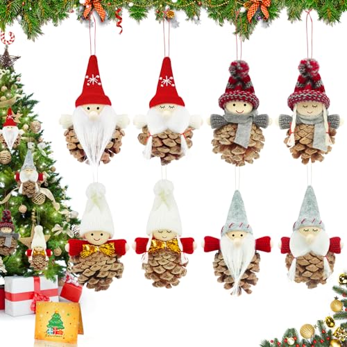 Wichtel Klein Weihnachtsbaumschmuck,8 Stück Tannenzapfen Weihnachten Anhänger Vintage,Weihnachtswichtel Christbaumschmuck Deko,Weihnachtsanhänger Baumschmuck Weihnachtsdeko