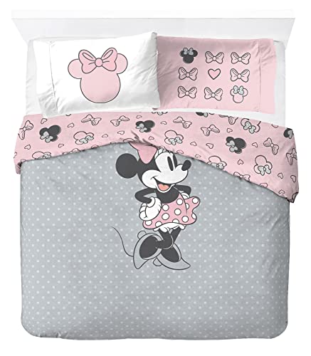 Jay Franco Disney Minnie One of a Kind 100% Baumwollle Bettbezug 200x200 cm Doppelbettgröße mit 2 Kissenbezügen 50x70 cm