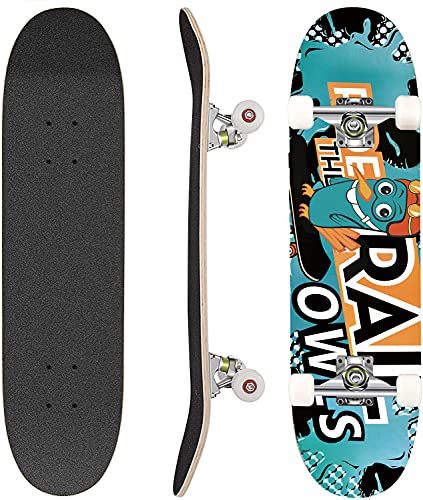 Hikole Skateboard, Komplettboard, Skateboard aus Holz, 79 x 20 cm, kanadisches Ahorn, 85 A, für Anfänger, Kinder und Erwachsene (8)