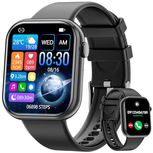 Mingtawn Smartwatch mit Bluetooth Anrufe,1.85 Zoll Smartwacth für Herren Damen,IP67 Wasserdicht Sportuhr mit 100+ Sportmodi,Fitnessuhr mit Herzfrequenz Schlafüberwachung Schrittzähler für Android iOS