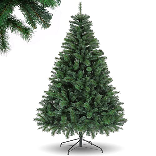 Künstlicher Weihnachtsbaum 210cm mit klappbaren Zweigen,Partybaum mit Metallständer,1100 Zweigspitzen,einfache Montage, Weihnachtsdekoration für Büro,Wohnzimmer und Küche,Grün