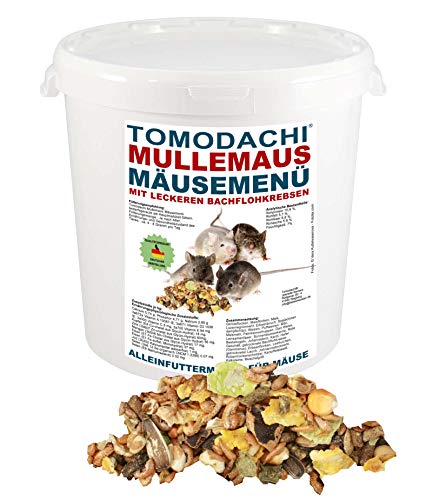 Tomodachi Mäusefutter mit tierischem Eiweiß, Mäusenahrung, Naturprodukt, Hauptmahlzeit für die Maus mit leckeren Bachflohkrebsen, artgerechte Komplettnahrung für Mäuse Mäusefutter 10 Liter Eimer