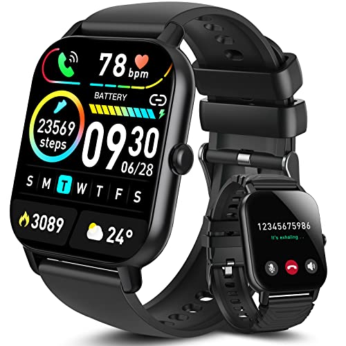Aptkdoe Smartwatch Damen Herren mit Bluetooth Anrufe, 1.85 Zoll Voll Touch Screen Smart Watch, 112 Sportmodi Fitnessuhr, IP68 Wasserdicht Sportuhr mit Schrittzähler Schlafmonitor für iOS und Android