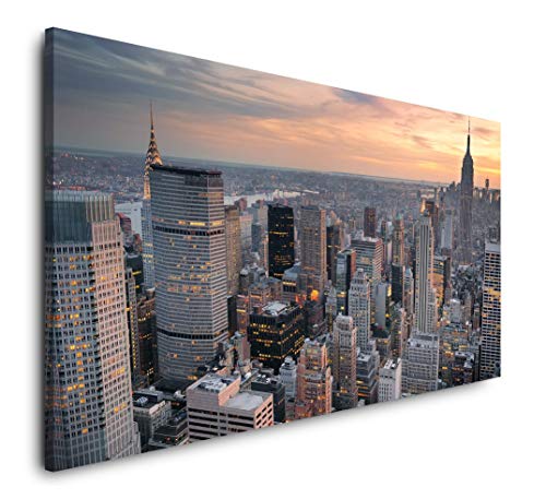 Paul Sinus Art New York Skyline 120x 60cm Panorama Leinwand Bild XXL Format Wandbilder Wohnzimmer Wohnung Deko Kunstdrucke