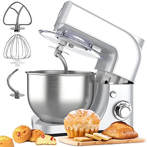 Küchenmaschine Knetmaschine Rührmaschine Küchenmaschine multifunktional 6 Geschwindigkeit mit Edelstahlschüssel Teigknetmaschine mit Rührbesen, Knethaken, Schlagbesen(MEHRWEG)