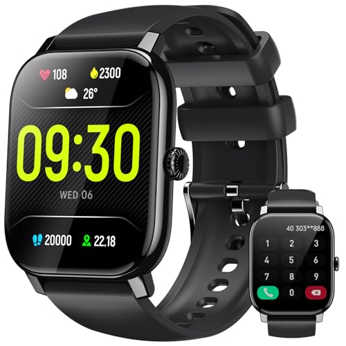 Smartwatch Herren Damen mit Telefonfunktion - 1,85' LCD Touchscreen Smart Watch,Fitnessuhr Herren mit Whatsapp,Herzfrequenzmesser,Schlaftracker,DIY-Zifferblatt,Fitnessuhr Herren für IOS und Android