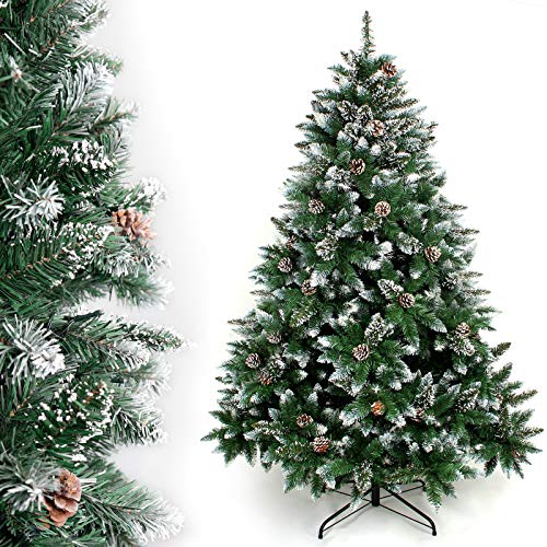 Yorbay künstlicher Weihnachtsbaum Tannenbaum mit Ständer 120cm-240cm für Weihnachten-Dekoration Mehrweg (Weihnachtsbaum mit Schnee, 180cm)